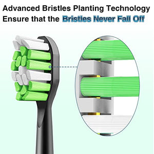 Aoremon Replacement Heads for Philips Sonicare 6100 Toothbrush - Comptible with Sonicare W HX6064/95 Replacement Brush Heads, Black, Pack of 10
