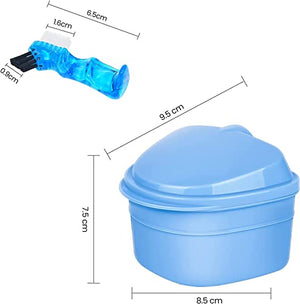 Y-Kelin Denture And Retainer Cleanning Set Denture Cleaning Case And Denture Brush (blue)