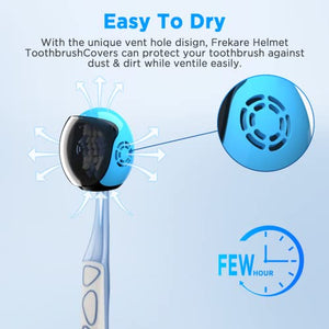 Frekare Helmet Toothbrush Covers Caps, Fits Most Manual and Electric Toothbrushes, 4 Count (White, Black, Blue, Red)