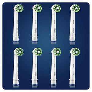 Oral-B Cross Action Electric Toothbrush Head with CleanMaximiser Technology, Angled Bristles for Deeper Plaque Removal, Pack of 8 Toothbrush Heads, Suitable for Mailbox, White