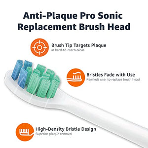 Amazon Basics Anti-Plaque Pro Replacement Brush Heads, White, 3 Count (Fits most Philips Sonicare Click-On Electric Toothbrushes) (Previously Solimo)