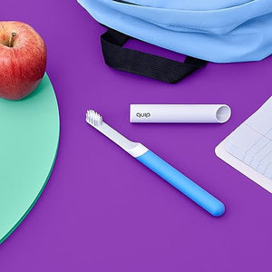 Quip Kids Electric Toothbrush - Sonic Toothbrush with Small Brush Head, Travel Cover & Mirror Mount, Soft Bristles, Timer, and Rubber Handle - Blue