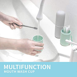 Sunenlyst 2Pcs Travel Toothbrush Holder, Portable Toothbrush Cup Case Long 7.7 inch for Traveling, Camping, Business Trip and School, Multifuction Toothbrushes Toothpaste Set