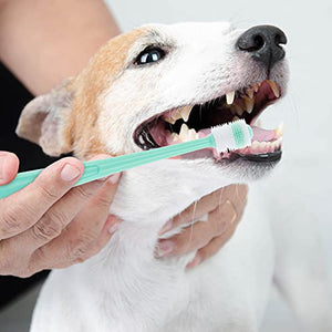 Molain Dog Toothbrush 360 Degree, 2 Set Silicone Handle Cat Toothbrushes with Storage Box, Puppy Dogs Pet Tooth Cleaning Kit (Pink+Blue)