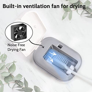 GFU Toothbrush Sanitizer Case, Rechargeable Portable Toothbrush Cleaner, Fits for All Toothbrushes Head, Used for Home, Travel, Camping, Business Trip (White)