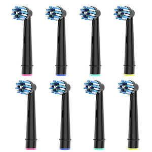 8pcs Cross Clean Brush Heads Compatible with Oral B Electric Toothbrush, Compatible with Cross Action Pro 1000 and Other Oral B Electric Toothbrush, Black.