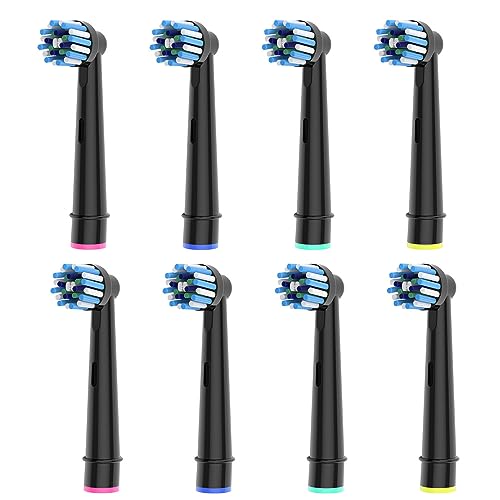 8pcs Cross Clean Brush Heads Compatible with Oral B Electric Toothbrush, Compatible with Cross Action Pro 1000 and Other Oral B Electric Toothbrush, Black.