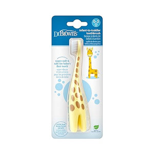 Dr. Brown's Infant-to-Toddler Training Toothbrush, Soft for Baby's First Teeth, Giraffe, 0-3 Years