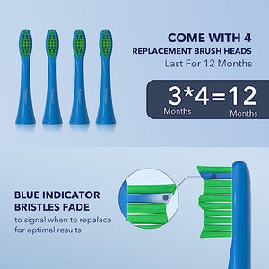 ARISSON Sonic Electric Toothbrush for Adults and Kids, 40,000 VPM Power Toothbrush, 1.5H Fast Charge Ultrasonic Electric Toothbrushes with 2 Minutes Smart Timer, 1.6 Oz Travel Toothbrush, Azure Blue