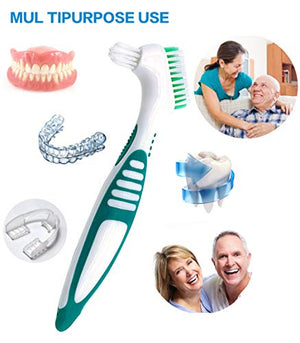 myKimono Premium Hygiene Denture Cleaning Brush Set, Multi-Layered Bristles & Ergonomic Rubber Handle, for Denture Care(Pack of 2)