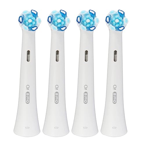 Oral-B iO Ultimate Clean Electric Toothbrush Head, Twisted & Angled Bristles for Deeper Plaque Removal, Pack of 4 Toothbrush Heads, White