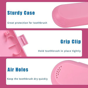 ARRITZ Electric Toothbrush Case, Toothbrush Case for Traveling for Oral-B/Philips Sonicare Electric Toothbrush with 4PCS Covers Caps (Pink)