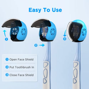 Frekare Helmet Toothbrush Covers Caps, Fits Most Manual and Electric Toothbrushes, 4 Count (White, Black, Blue, Red)