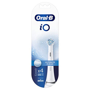 Oral-B iO Ultimate Clean Electric Toothbrush Head, Twisted & Angled Bristles for Deeper Plaque Removal, Pack of 4 Toothbrush Heads, White