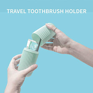 Sunenlyst 2Pcs Travel Toothbrush Holder, Portable Toothbrush Cup Case Long 7.7 inch for Traveling, Camping, Business Trip and School, Multifuction Toothbrushes Toothpaste Set