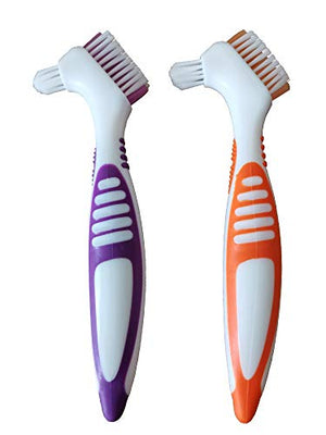 ZJW 2Pcs Denture Brush Toothbrush, Multi-Tufted Bristles Deep Cleaning Denture Gap, Daily Brushing Keep for Freshness and Clean (Random Color)