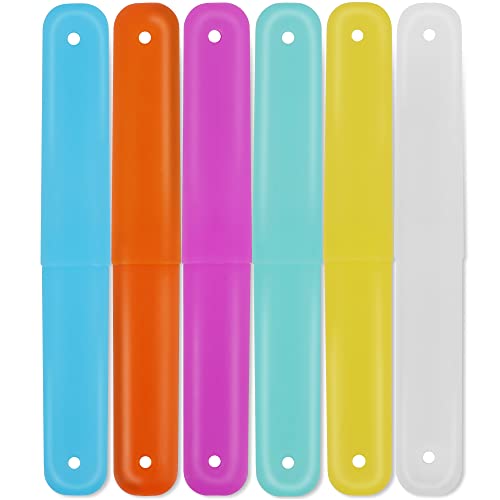 Cllayees 6 Pcs Travel Toothbrush Case Holder, Breathable Portable Toothbrush Container, Multiple Color Clear Toothbrush Holder for Home Trip Camping
