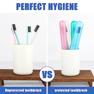 4 Pack Toothbrush Cases Travel Toothbrush Holder Portable Toothbrush Container Case Plastic Toothbrush Carrier Cover Case Toothbrush Protector for Traveling, Bathroom, School, Home, Camping