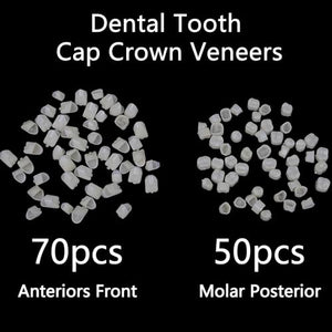 Dental Temporary Fake Tooth Cap Crown Veneers, 120 Pieces Front Back Anterior and Molar Posterior Teeth with Tooth Repair Thermal Beads Cap Filler for Missing Broken Teeth