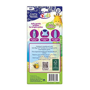 GuruNanda Kids Toothbrush with Suction Cup & Fun Animal Designs - Soft Bristles for Bright Smiles and Healthy Teeth & Gums - Non-Slippery & Mess-Free Toothbrush, Suitable for Ages 3+ - 4 Count