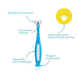 Frida Baby Triple-Angle Toothhugger Training Toothbrush for Toddler Oral Care, Blue