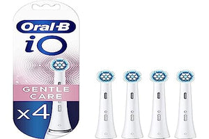 Oral-B iO Gentle Care Electric Toothbrush Head, Twisted & Angled Bristles for Deeper Plaque Removal, Pack of 4, Suitable for Mailbox, White
