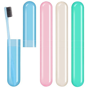 4 Pack Toothbrush Cases Travel Toothbrush Holder Portable Toothbrush Container Case Plastic Toothbrush Carrier Cover Case Toothbrush Protector for Traveling, Bathroom, School, Home, Camping