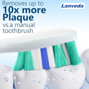 Replacement Toothbrush Heads Compatible with Philips Sonicare 4100 Toothbrush 12 Pack Refills for C1 C2 Replacement Brush Heads and Click-on Electric Toothbrush Turquoise/White B927C by Lanveda