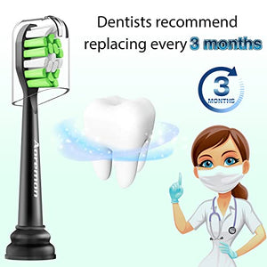 Aoremon Replacement Heads for Philips Sonicare 6100 Toothbrush - Comptible with Sonicare W HX6064/95 Replacement Brush Heads, Black, Pack of 10