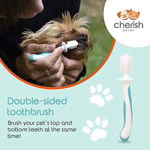 3 Piece Dog Toothbrush Kit - Dog Finger Toothbrush, Double-Sided Toothbrush, and Small Doggie Toothbrush - Freshen Breath & Remove Plaque Build-Up with this Cat Toothbrush and Puppy Toothbrush Set