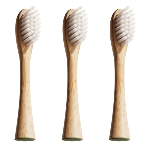 Lumineux Bamboo Replacement Heads 3 Pack - Exclusive to Lumineux Sonic Electric Toothbrush - Soft Bristle Bamboo Heads - Made with Eco Loving Renewable Bamboo