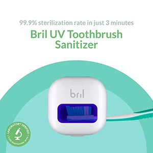 Bril UV-C Toothbrush Sanitizer, Portable Sterilizer, Cover, Holder, and Case for Any Size Toothbrush, White