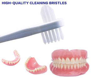 Ocircle Denture Cleaning Brush hygienic Denture Cleaner Set, T-Shaped Denture Special Toothbrush Tool, Small Hard Toothbrush, for Denture Care(Pack of 3)
