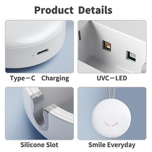 Toothbrush Sanitizer, Portable Toothbrush Holder with UVC Cleaning Light, Rechargeable Travel Toothbrush Box Case for Household and Travelling, White