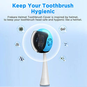 Frekare Helmet Toothbrush Covers Caps, Fits Most Manual and Electric Toothbrushes, 4 Count (White, Black, Blue, Red)
