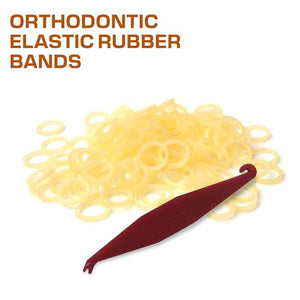 100 Pcs Natural Orthodontic Elastic Dental Rubber Bands for Braces, 4.5 Ounce Heavy, Dreadlocks Hair Braids Include Braces Rubber Band Tool 3/16 Inch