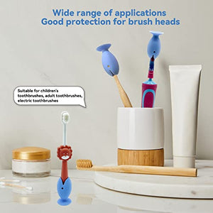 Standing Tooth Brush Head Cover,Children Silicone Protector Cap,Travel Toothbrush Suction Cup Holder,Dustproof Toothbrush Protect Case, Fish Shape Silicone Suction Cup Toothbrush Holder