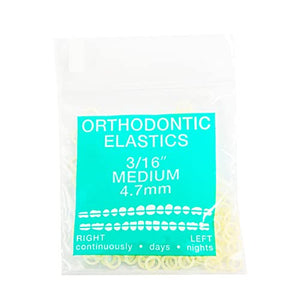 JMU Orthodontic Elastics 3/16 Medium, 100 Pack Orthodontic Rubber Bands Intraoral Elastic Bands Latex Dental Rubber Bands Made in USA