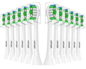 Zekuavi Replacement Brush Head Compatible with Phillips Sonicare Electric Toothbrush, Toothbrush Heads Fits for Philips Sonicare Protective Diamond Expert Daily 4100 5100 6100 1100 6500, White 12Pcs