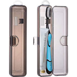 Gamdee Toothbrush Travel Case 2 Pack, Clear Black Toothbrush Case Holder Travel Size Plastic Toothbrush Holder Toothpaste Storage Container Portable for Traveling, 7.87 x 1.85 x 1.18”