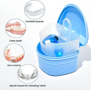 Y-Kelin Denture And Retainer Cleanning Set Denture Cleaning Case And Denture Brush (blue)