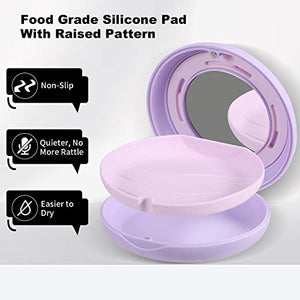 Retainer Case with Mirror and Adjustable Vent Holes, Cute Slim Aligner Case Compatible with Invisalign, Night Mouth Guard Case, Retainer Holder with Retainer Remover Tool, Chew & Brush, Purple