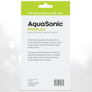 AquaSonic Duo PRO 8-Pack Replacement Brush Heads - Upgraded Proflex Brush Heads for Improved Plaque Removal - Genuine AquaSonic