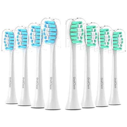 OralClass Replacement Toothbrush Heads Compatible with Sonicare Toothbrushes, Medium Soft Electric Brush Head Refills for Philips Sonic Care Click on Handles 4100 5100 HX6250 C G W 2 3 Series, 8 Pack