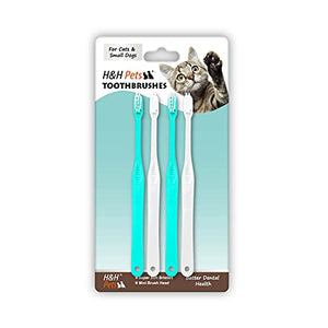 H&H Pets Dog Toothbrushes from Large to Small| Best Professional Dog Cat Toothbrush Series with Many Design & Size Options Breeds - 4 Count - Single Head (Mini)