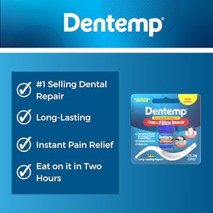 Dentemp Maximum Strength Loose Cap and Lost Filling Repair - Dental Repair Kit for Instant Pain Relief (Pack of 2) - Temporary Filling for Tooth - Long Lasting Tooth Filling