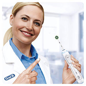 Oral-B Cross Action Electric Toothbrush Head with CleanMaximiser Technology, Angled Bristles for Deeper Plaque Removal, Pack of 6 Toothbrush Heads, White