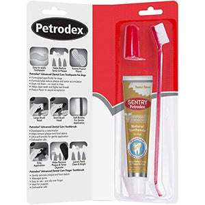 Petrodex Dental Care Kit for Dogs and Puppies, Cleans Teeth and Fights Bad Breath, Reduces Plaque and Tartar Formation, Enzymatic Tooth Brushing Kit, Peanut Flavor, 2.5oz Toothpaste + Toothbrush