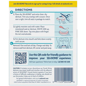 Sea Bond Secure Denture Adhesive Seals, Original Lowers, Zinc-Free, All-Day-Hold, Mess-Free, 30 Count (Pack of 1)