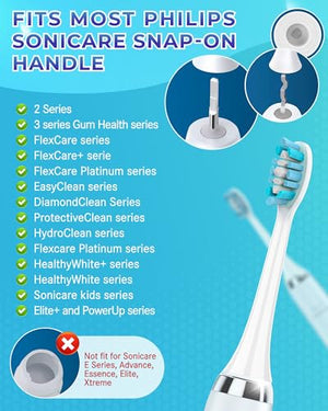 Replacement Toothbrush Heads for Philips Sonicare Click-on Toothbrushes：10 Pack Soft Replacement Electric Brush Head Compatible with Phillips Sonicare Plaque Control Snap-on